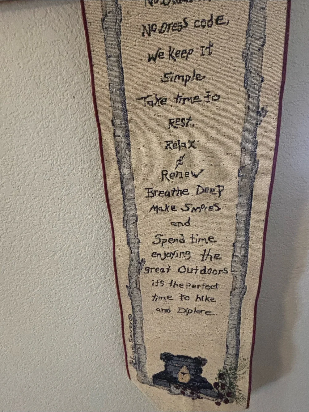 Beige Cabin Rules Tapestry Wall Hanging - Home Wall Decor